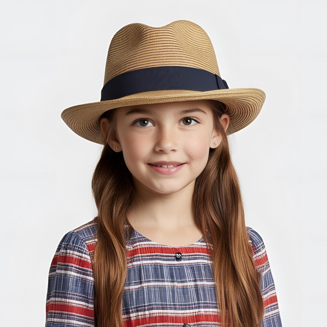 Kid's Beige Fedora Hat